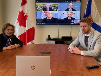 Minister Diab and Premier Rankin teleconference with four university leaders
