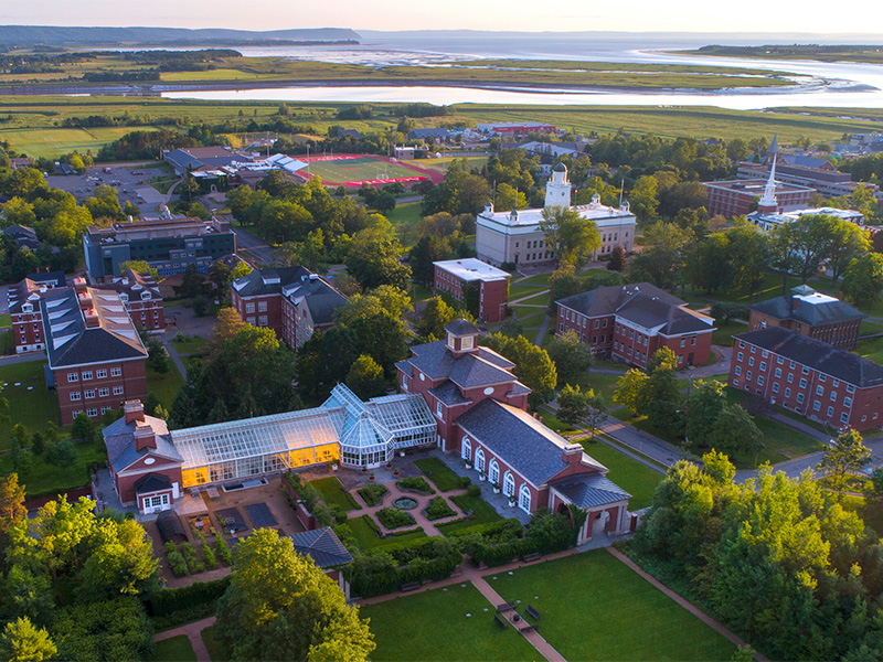 Aerial view of Acadia University